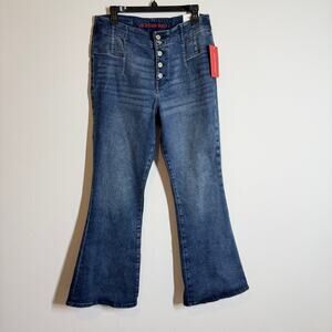 NWT Boho Vintage style Lucky Brand High Rise Flare Jeans Exposed Button Fly 32